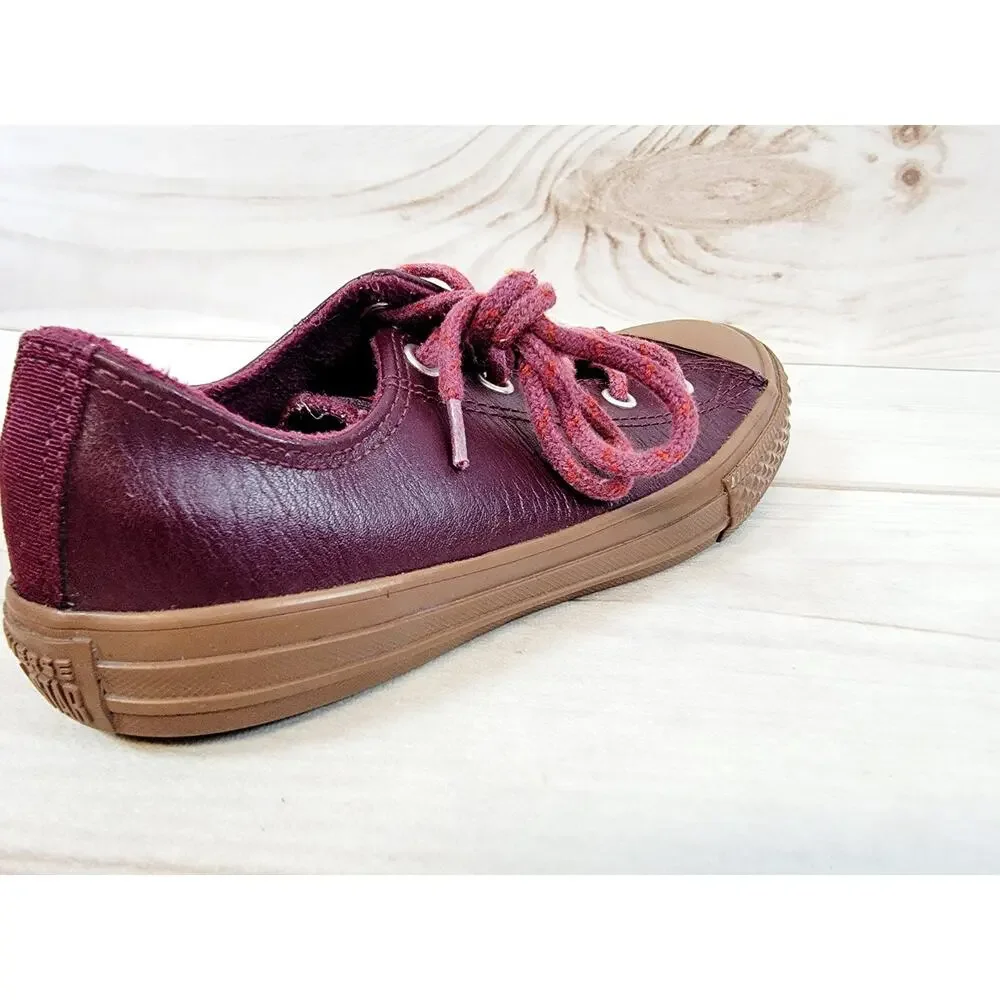 Converse Chuck Taylor All Star Ox Fashion Leather Sneakers Youth Size 3 Burgandy
